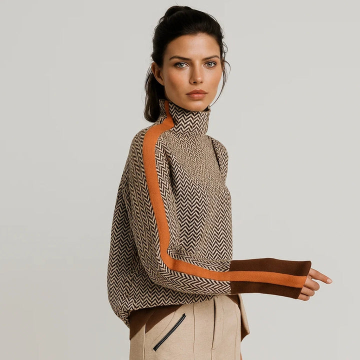 Hannah™ | Rollkragenpullover mit Kontraststreifen