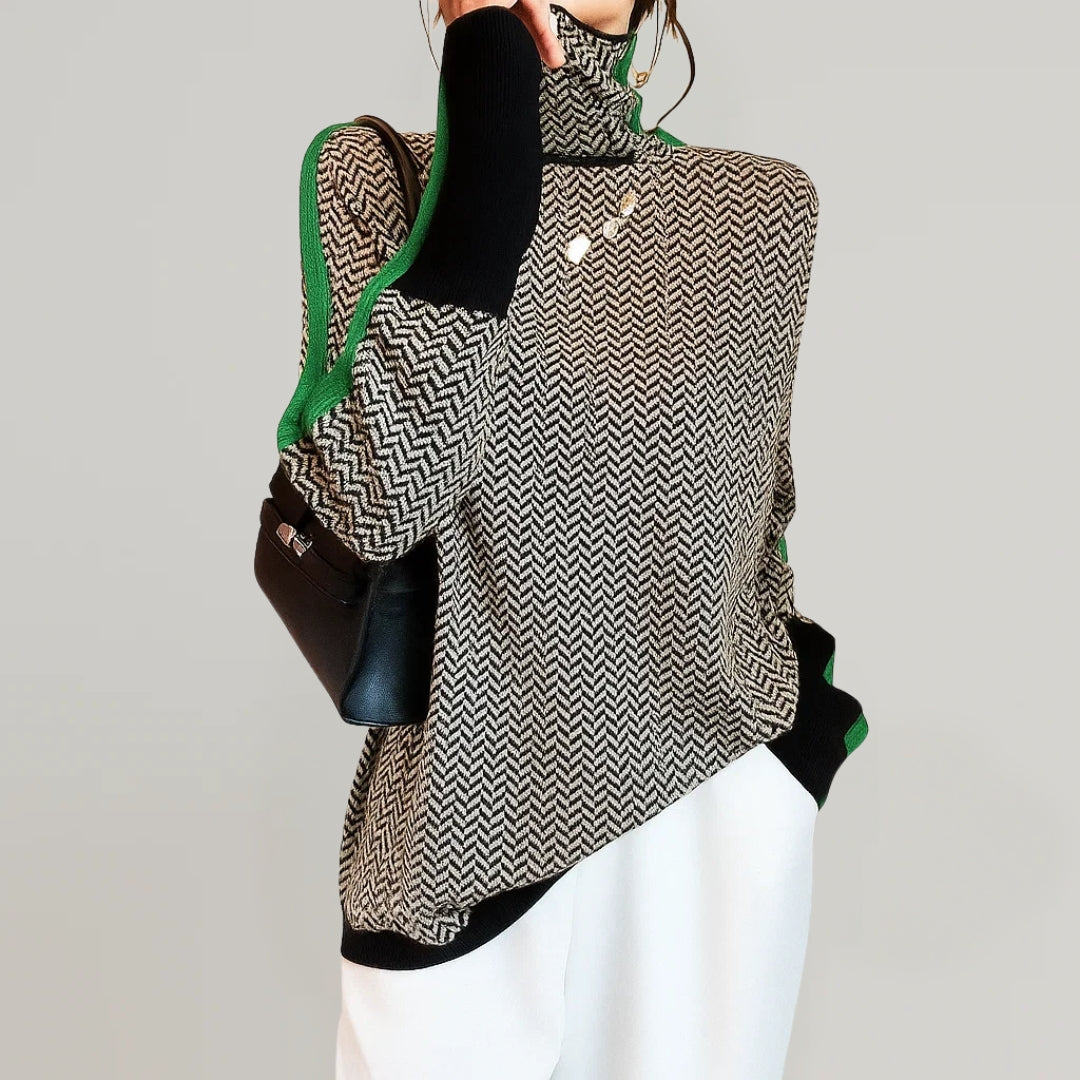 Hannah™ | Rollkragenpullover mit Kontraststreifen