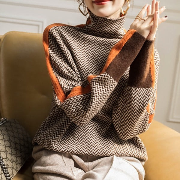 Hannah™ | Rollkragenpullover mit Kontraststreifen
