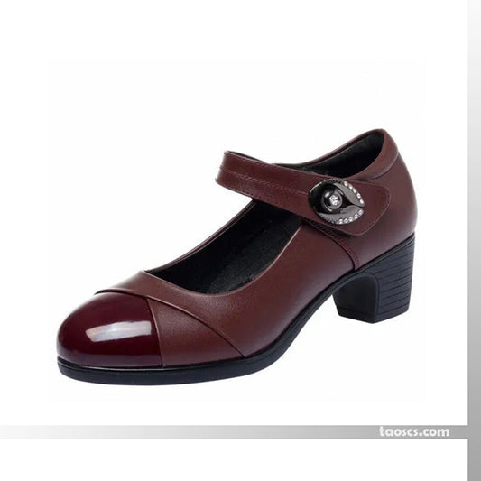 Orthopädische Lederschuhe für Damen mit weicher Sohle und Diamantknopf (Bequem, rutschfest)