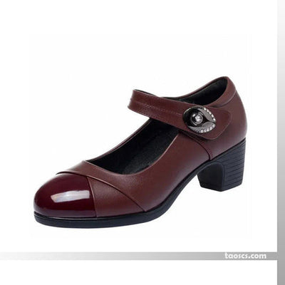 Orthopädische Lederschuhe für Damen mit weicher Sohle und Diamantknopf (Bequem, rutschfest)